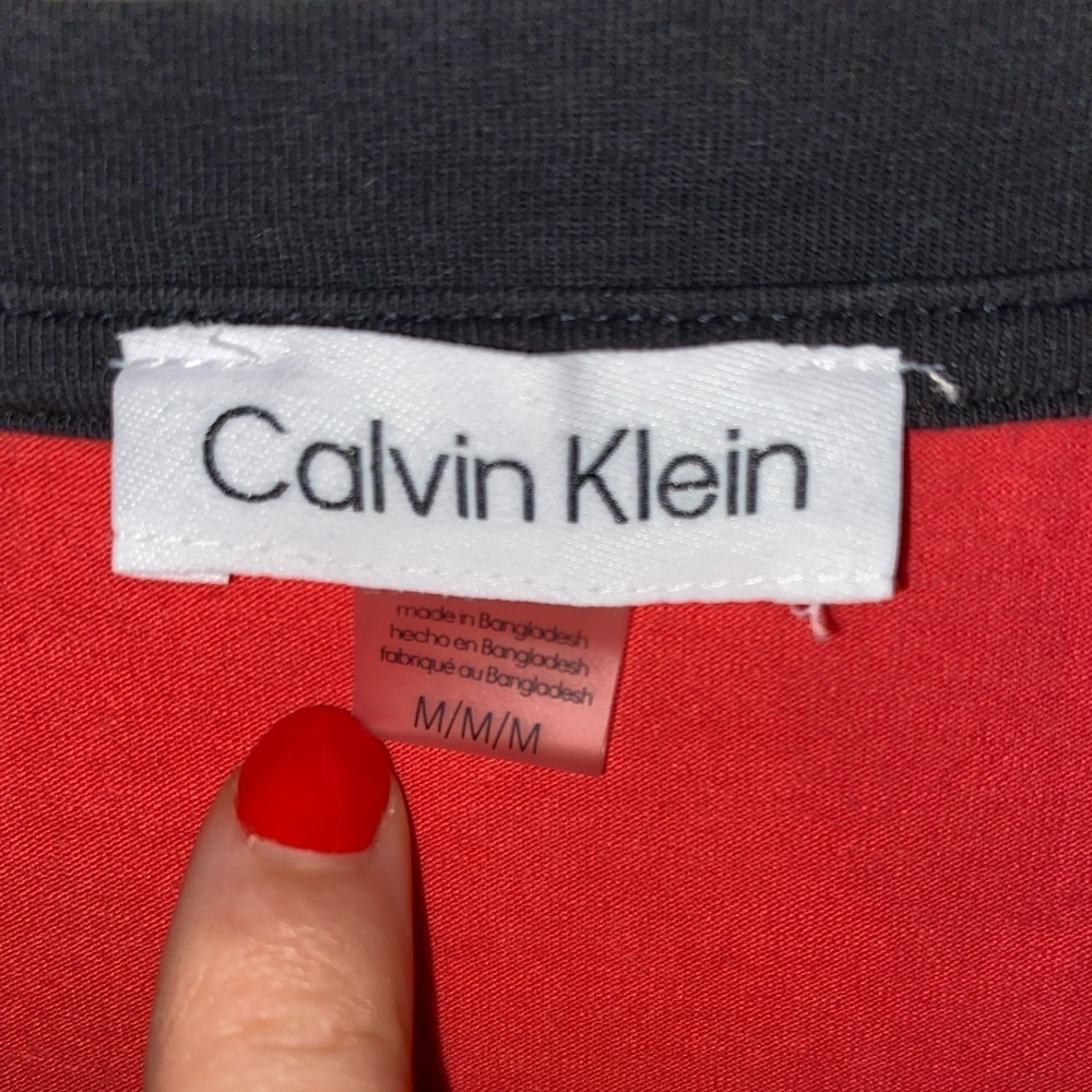 Calvin Klein Women's Short Sleeve Logo T-Shirt Dress, Red Hot, Everyday Casual - Picture 4 of 6